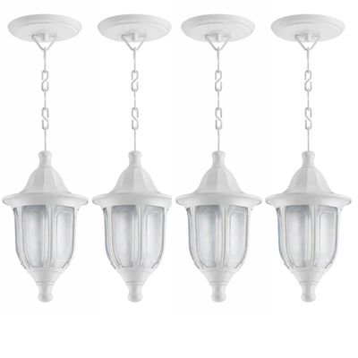 Kit 4 Pendentes Luminárias Teto Modena Lente Fosca Plástico Bivolt Lâmpada E27 Dital