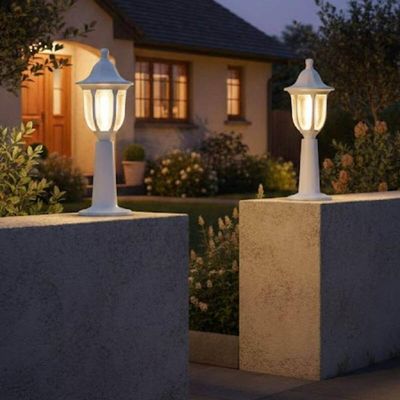 2 Balizadores Moderno Branco para Jardim e Muro Lente Fosca Injetado Termoplástico Dital