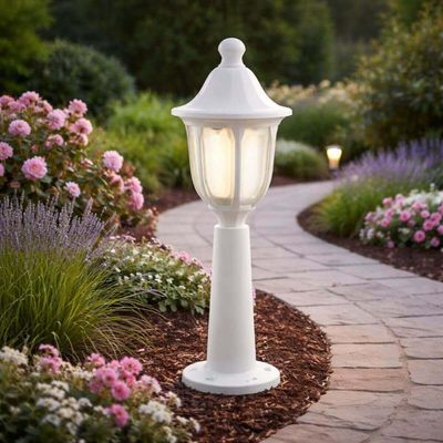 2 Balizadores Moderno Branco para Jardim e Muro Lente Fosca Injetado Termoplástico Dital