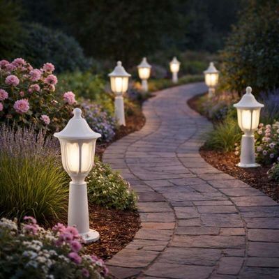 2 Balizadores Moderno Branco para Jardim e Muro Lente Fosca Injetado Termoplástico Dital