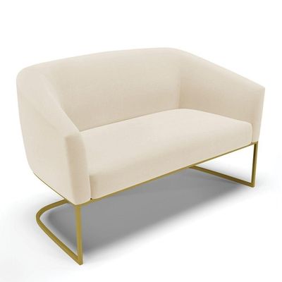 Sofá Namoradeira E Poltrona Base Industrial Dourado Stella D03 - D'rossi Cor A19 Bege