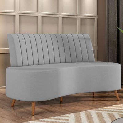 Sofá 2 Lugares Living 135cm Pé Palito Maraú Veludo Cinza K01 - D'rossi