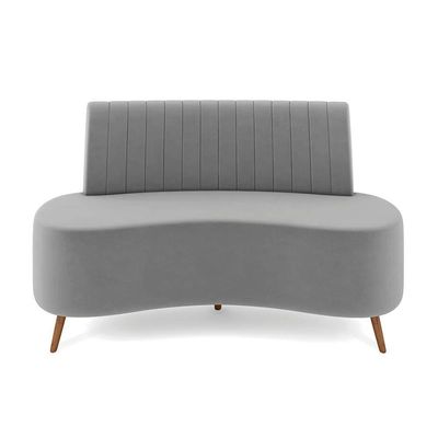 Sofá 2 Lugares Living 135cm Pé Palito Maraú Veludo Cinza K01 - D'rossi