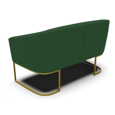 Sofá Namoradeira E 2 Poltronas Base Industrial Dourado Stella Veludo D03 - D'rossi Cor Verde