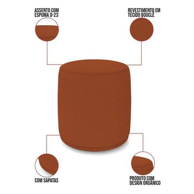 Sofá Namoradeira Com Poltrona E Puff Orgânico Sala Malu Bouclê Terra M11 - D'rossi