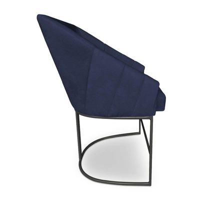 Kit 2 Poltronas Luxo Alana Veludo Azul Marinho Base Ferro Preto - Pallazio