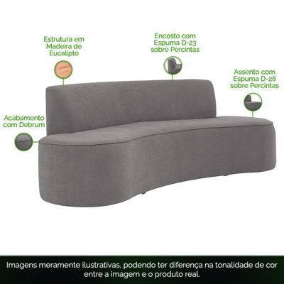Sofá 02 Lugares 150cm Mônaco Bouclé Cinza - Nexta Casa