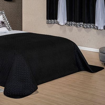 Kit Cobre Leito Colcha Casal Padrão Game Retrô Preto/branco Dupla Face Com Almofada Estampada 06 Peças