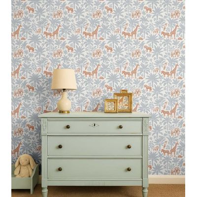 Papel de Parede Animais da Selva, Cinza, Vinil Autoadesivo, Revestimento Faça Você Mesmo para Quarto Infantil e Sala de Brincar - S4Sassy 63,5 cm (L) × 914,4 cm (C) / Cinza - Vinil Texturizado
