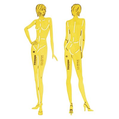 Traceease Conjunto de 2 Moldes de Figura Feminina (Frente e Costas) para Ilustração, Estudos de Proporção e Apoio ao Desenho - IBA Crafts 30,48 Cm / Amarelo