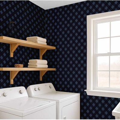Papel de Parede Decorativo Autocolante Geométrico Vinílico Impermeável Azul Removível para Locatários, Quarto/Sala de Jantar - S4sassy 63,5 cm (L) × 152,4 cm (C) / Azul - Vinil Liso