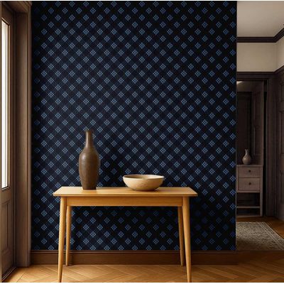 Papel de Parede Decorativo Autocolante Geométrico Vinílico Impermeável Azul Removível para Locatários, Quarto/Sala de Jantar - S4sassy 63,5 cm (L) × 152,4 cm (C) / Azul - Vinil Liso