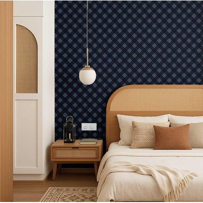 Papel de Parede Decorativo Autocolante Geométrico Vinílico Impermeável Azul Removível para Locatários, Quarto/Sala de Jantar - S4sassy 63,5 cm (L) × 152,4 cm (C) / Azul - Vinil Liso