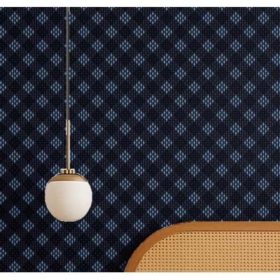 Papel de Parede Decorativo Autocolante Geométrico Vinílico Impermeável Azul Removível para Locatários, Quarto/Sala de Jantar - S4sassy 63,5 cm (L) × 304,8 cm (C) / Azul - Vinil Texturizado