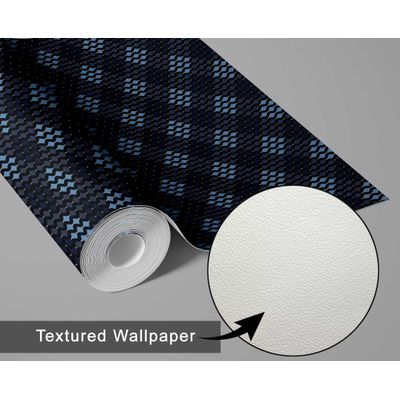 Papel de Parede Decorativo Autocolante Geométrico Vinílico Impermeável Azul Removível para Locatários, Quarto/Sala de Jantar - S4sassy 63,5 cm (L) × 304,8 cm (C) / Azul - Vinil Texturizado