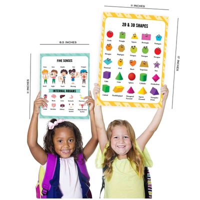 Traceease Pôsteres Educativos Laminados para Fundamental, Pacote c/25, Mapas EUA/Mundo, Sistema Solar, Matemática e Mais - IBA Crafts 21,59 Cm × 27,94 Cm / Multicolorido