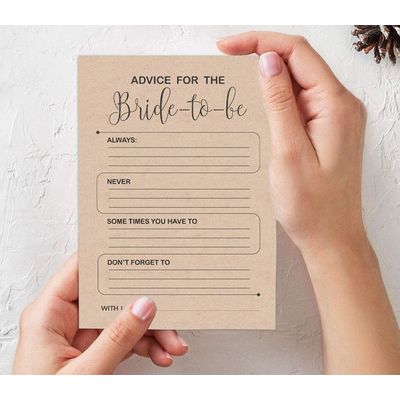 Cartões Quadrados Kraft Rústicos em Branco para Preencher, Lote de 50 Unidades para Chá de Noiva e Despedida de Solteira - Inkdotpot 12,7 Cm × 17,78 Cm / Bege - Ele Disse, Ela Disse