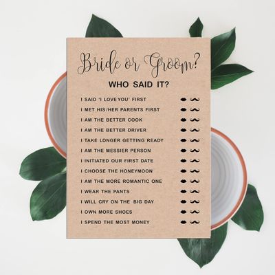 Cartões Quadrados Kraft Rústicos em Branco para Preencher, Lote de 50 Unidades para Chá de Noiva e Despedida de Solteira - Inkdotpot 12,7 Cm × 17,78 Cm / Bege - Ele Disse, Ela Disse