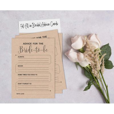 Cartões Quadrados Kraft Rústicos em Branco para Preencher, Lote de 50 Unidades para Chá de Noiva e Despedida de Solteira - Inkdotpot 12,7 Cm × 17,78 Cm / Bege - Ele Disse, Ela Disse
