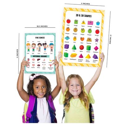Cartazes Educacionais para Ensino Fundamental, Kit 25 Pôsteres Laminados: Mapas EUA e Mundo, Sistema Solar, Matemática e Mais - Traceease 21,59 Cm × 27,94 Cm / Multicolorido