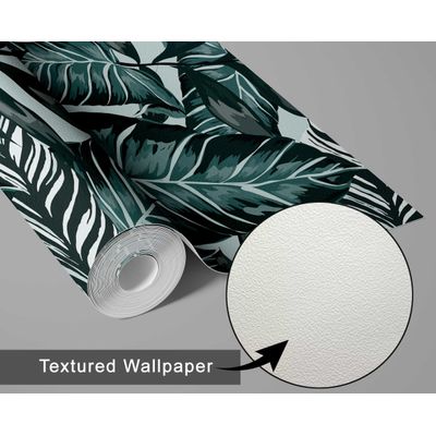 Papel de Parede Tropical Folhagem Verde, Vinil Autoadesivo, Revestimento Decorativo, Fácil DIY para Quarto, Sala e Ambientes - S4Sassy 63,5 cm (L) × 152,4 cm (C) / Verde - Vinil Texturizado