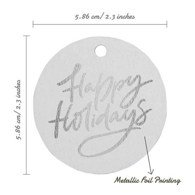 Etiquetas de Papel Happy Holiday para Lembrancinhas com Foil Metalizado para Pendurar - Inkdotpot 50 Etiquetas Metalizadas / Branco - Prata