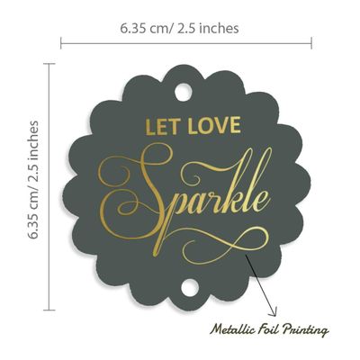 Tags de Papel para Pendurar em Lembrancinhas de Casamento 'Let Love Sparkle' com Foil - Inkdotpot 100 Etiquetas Metalizadas / Roxo - Prata