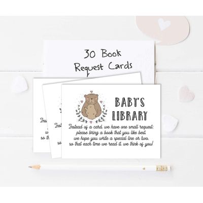 30 Cartões de Chá de Bebê para Preencher, Tema Ursos e Animais da Selva, Em Branco - Inkdotpot 10,16 Cm × 7,62 Cm / Branco - Livro pro Bebê