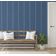 Papel de Parede Contact Decorativo, Linhas Geométricas, Impermeável, Azul, Removível, para Locatários, Quarto/Sala de Jantar - S4sassy 63,5 cm (L) × 304,8 cm (C) / Azul - Vinil Texturizado