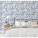 Papel de Parede Monocromático Autoadesivo com Pássaros e Ramos, Vinil Azul Removível DIY para Parede de Entrada, Decoração Fácil - S4Sassy 63,5 cm (L) × 609,6 cm (C) / Azul - Vinil Texturizado