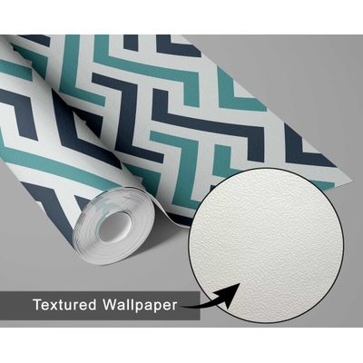 Papel de Parede Autoadesivo Estampa Zigzag Labirinto Verde, Vinílico Removível para Parede de Entrada, Solução Fácil de Decoração - S4sassy 63,5 cm (L) × 152,4 cm (C) / Verde - Vinil Texturizado