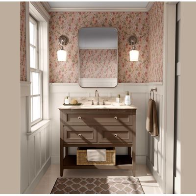 Papel de Parede Adesivo Impermeável Floral Bloco Marrom para Paredes, Armários e Cômodas - S4Sassy 63,5 cm (L) × 914,4 cm (C) / Marrom - Vinil Liso