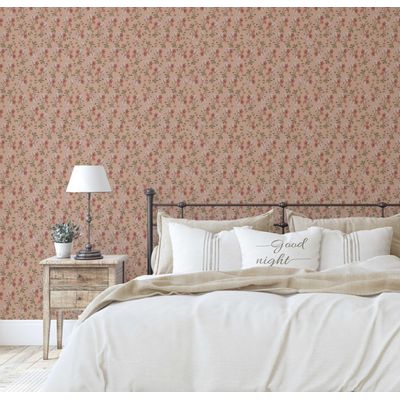 Papel de Parede Adesivo Impermeável Floral Bloco Marrom para Paredes, Armários e Cômodas - S4Sassy 63,5 cm (L) × 914,4 cm (C) / Marrom - Vinil Liso