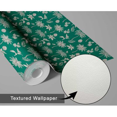 Papel de Parede Vinil Removível, Palmeira Tropical Mini Chique, Impermeável para Quartos, Salas e Armários - S4Sassy 63,5 cm (L) × 304,8 cm (C) / Verde - Vinil Texturizado