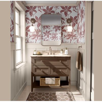 Papel de Parede Vinílico Adesivo Removível, Folhas Retrô Chic, Impermeável, para Quarto e Sala - S4Sassy 63,5 cm (L) × 304,8 cm (C) / Marrom - Vinil Texturizado