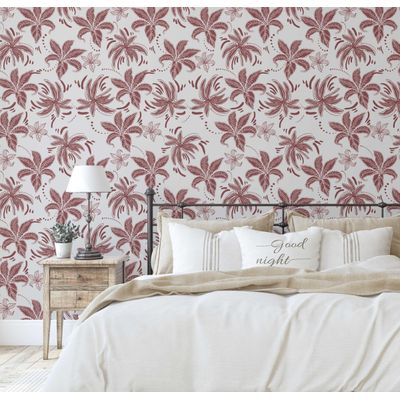 Papel de Parede Vinílico Adesivo Removível, Folhas Retrô Chic, Impermeável, para Quarto e Sala - S4Sassy 63,5 cm (L) × 304,8 cm (C) / Marrom - Vinil Texturizado