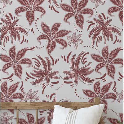 Papel de Parede Vinílico Adesivo Removível, Folhas Retrô Chic, Impermeável, para Quarto e Sala - S4Sassy 63,5 cm (L) × 304,8 cm (C) / Marrom - Vinil Texturizado
