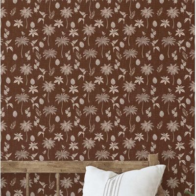 Papel de Parede Vinil Removível, Palmeira Tropical Marrom, à Prova d'Água para Quartos e Salas - S4Sassy 63,5 cm (L) × 152,4 cm (C) / Marrom - Vinil Texturizado