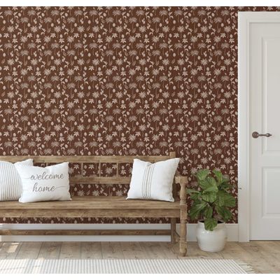Papel de Parede Vinil Removível, Palmeira Tropical Marrom, à Prova d'Água para Quartos e Salas - S4Sassy 63,5 cm (L) × 152,4 cm (C) / Marrom - Vinil Texturizado
