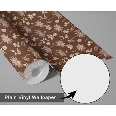 Papel de Parede Vinil Removível, Palmeira Tropical Marrom, à Prova d'Água para Quartos e Salas - S4Sassy 63,5 cm (L) × 152,4 cm (C) / Marrom - Vinil Texturizado