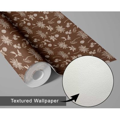 Papel de Parede Vinil Removível, Palmeira Tropical Marrom, à Prova d'Água para Quartos e Salas - S4Sassy 63,5 cm (L) × 152,4 cm (C) / Marrom - Vinil Texturizado