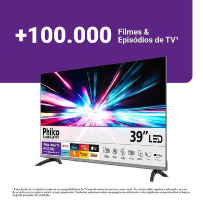 Smart TV 39" Philco Full HD Roku TV Dolby Audio P39CRA Bivolt