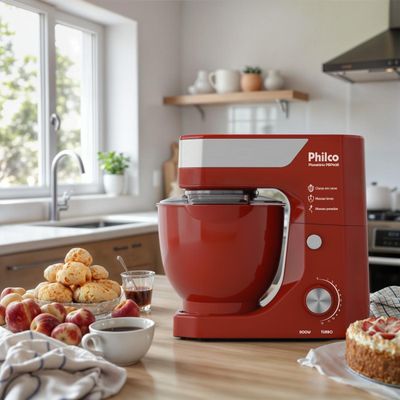 Batedeira Planetária Philco 900W 5L Turbo Vermelha PBP90B 220V