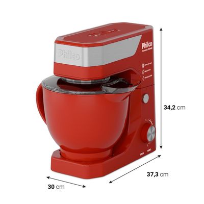 Batedeira Planetária Philco 900W 5L Turbo Vermelha PBP90B 220V