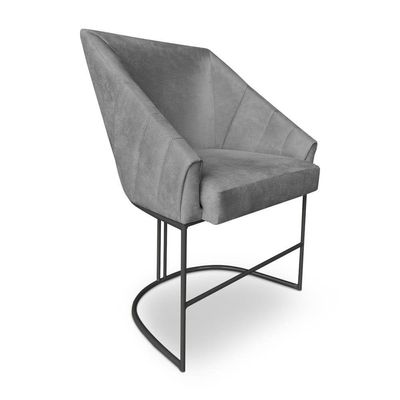 Poltrona Luxo Alana Veludo Base Ferro Preto - Pallazio Cor Grafite