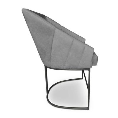 Poltrona Luxo Alana Veludo Base Ferro Preto - Pallazio Cor Grafite