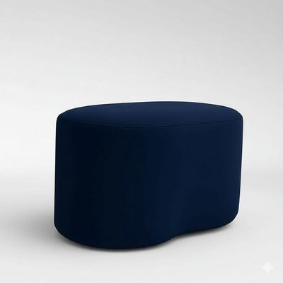 Puff Orgânico Feijão Curvo Redondo Confortável Sala Moderno Suede Azul