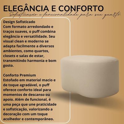 Puff Orgânico Feijão Curvo Redondo Confortável Sala Moderno Suede Azul