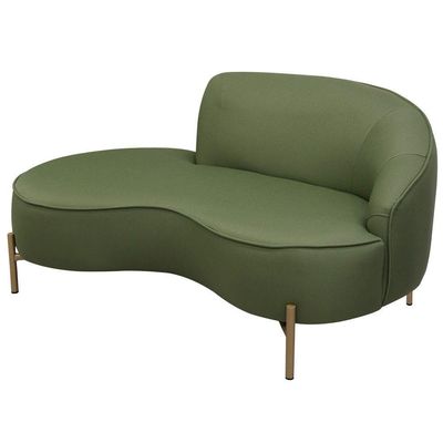 Sofá Curvo 3 Lugares 180cm Braço Esq. Thommy Pés Ouro Linho Verde Claro - Nexta Casa