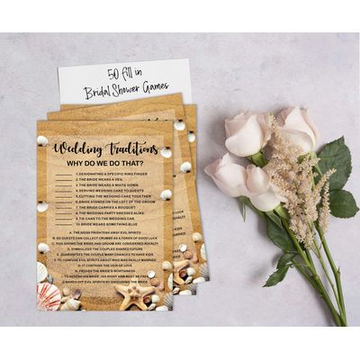 50 Cartões de Jogos de Praia para Chá de Noiva, Casamento e Despedida de Solteira, Quadrados em Branco para Preencher, Atacado - Inkdotpot 12,7 Cm × 17,78 Cm / Bege - Por Que Fazemos Isso?